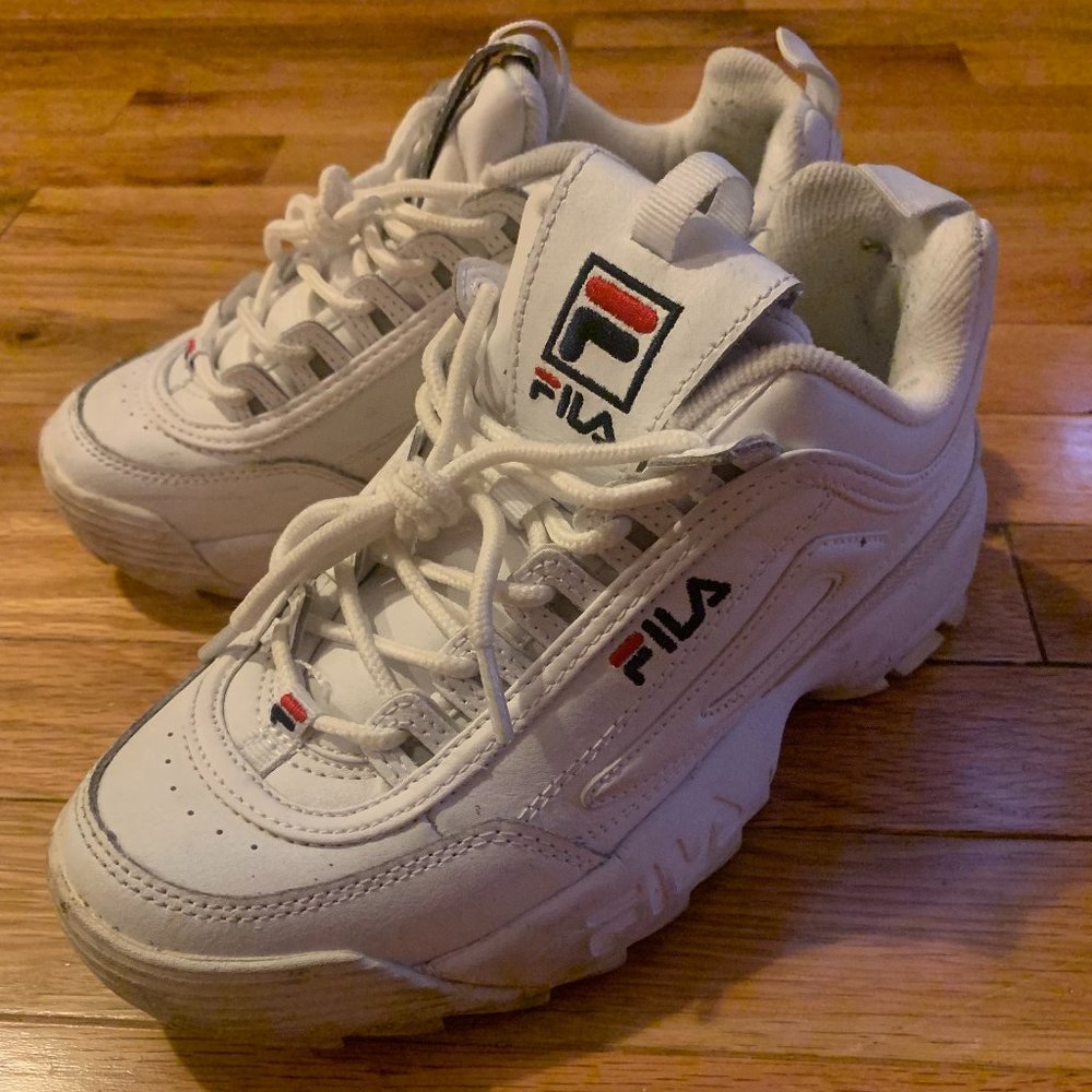 Chunky White Filas in Women's Size 6.5